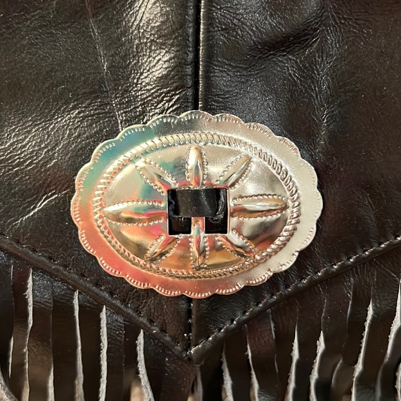 🌵NEW Black Leather Fringed Concho Clutch Gorgeous! - Picture 7 of 10